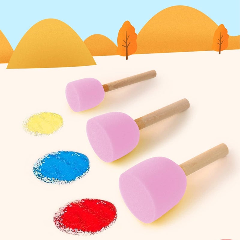 WAFJAMF 28 Pcs Assorted Size Round Sponges Brush Set, 4 Size DIY Paint Tools for Kids – Pink - Image 5